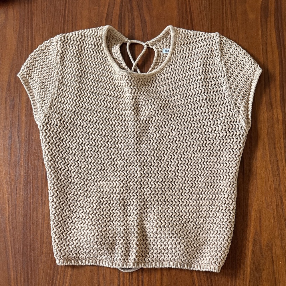 Reformation Beige Short Sleeve Knit Top - Picture 1 of 3
